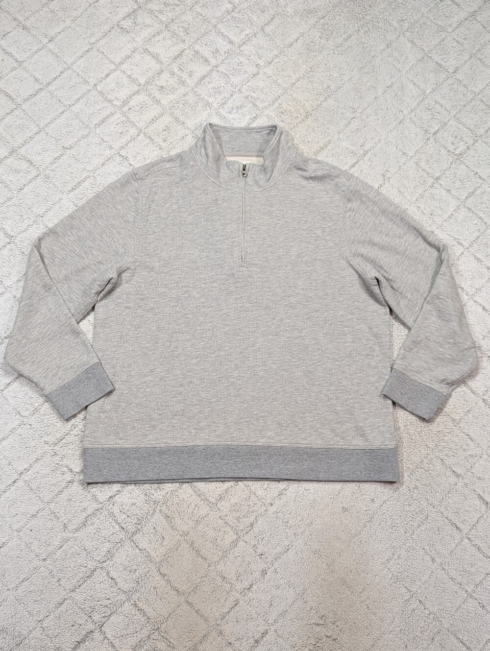Billy Reid Sweater Mens XXL Gray Herringbone Cotton Blend ¼ Zip Pullover